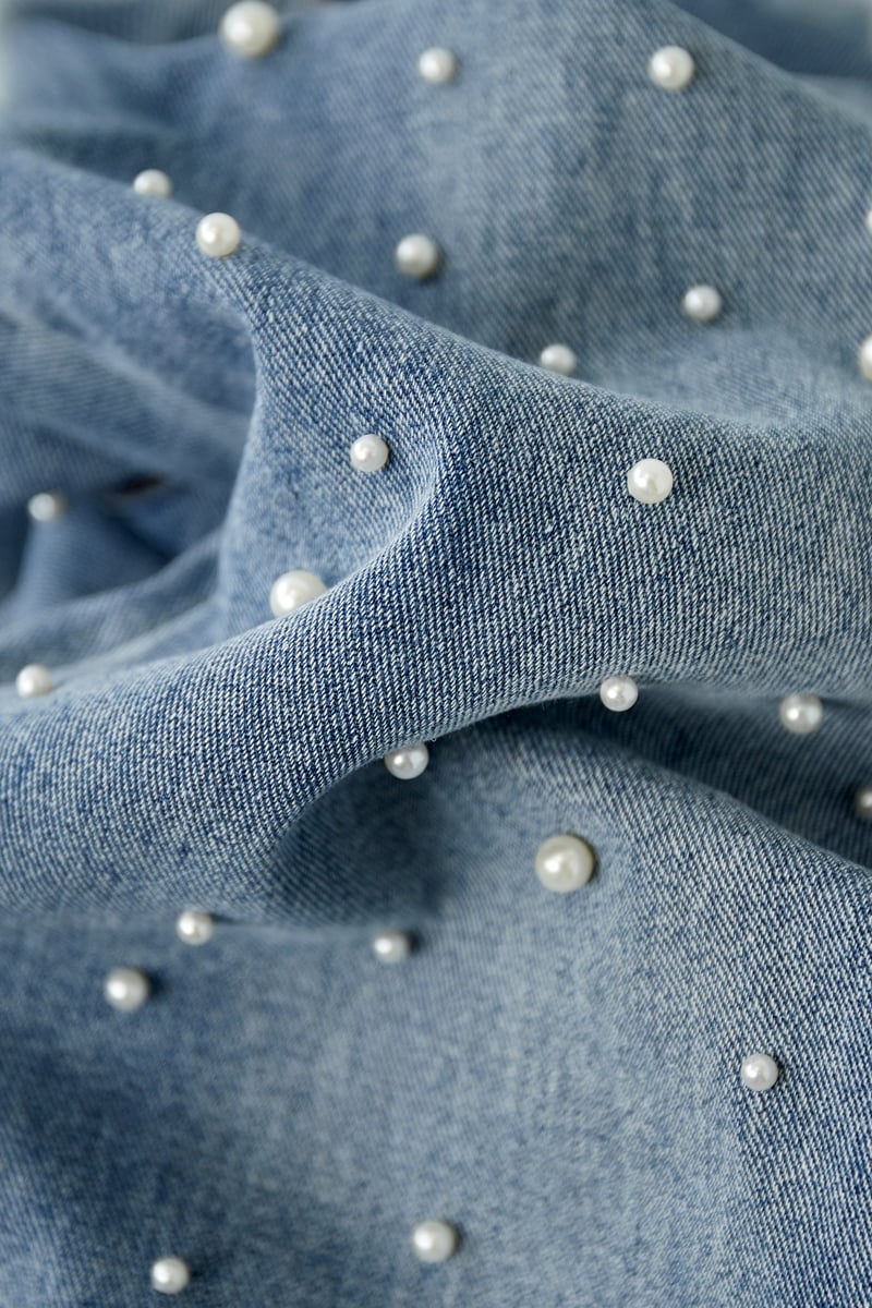 Denim jeans pearl adorement - blauw
