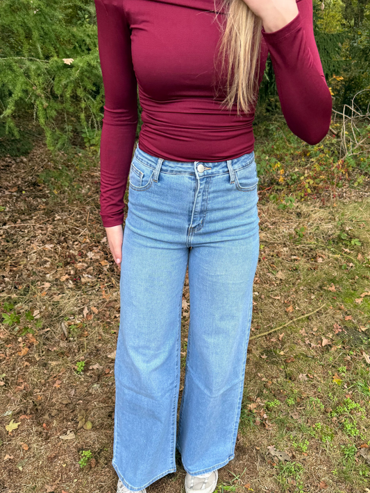 Wide leg jeans met hoge taille