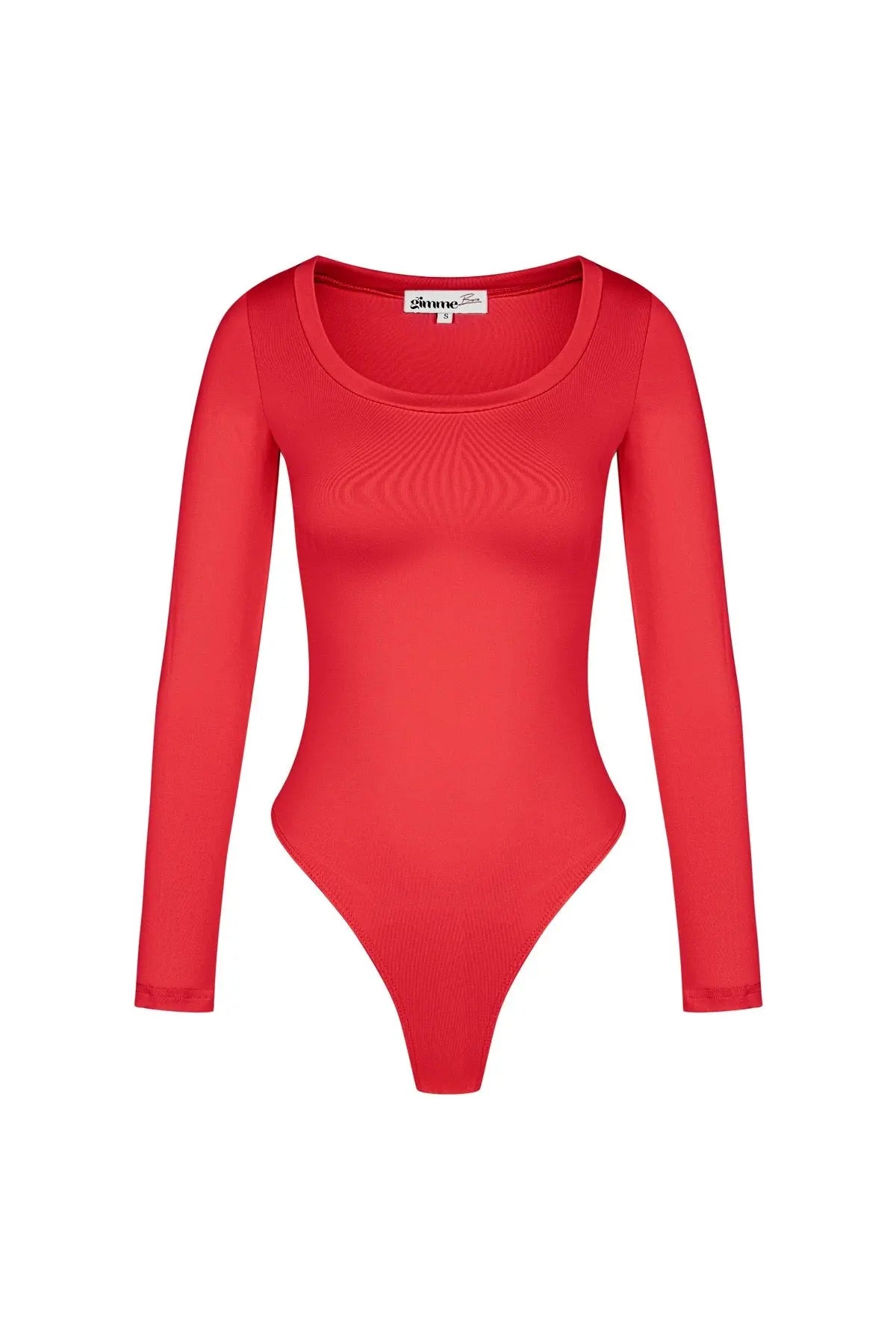 Basic rode body met strakke pasvorm, ronde hals en lange mouwen en is gemaakt van elastische en comfortabele stof.