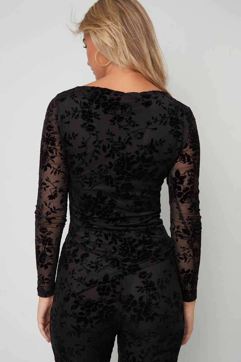 Polyester fiber (polyester) Long sleeve tops Floral print Sexy Fall/Winter Clothes