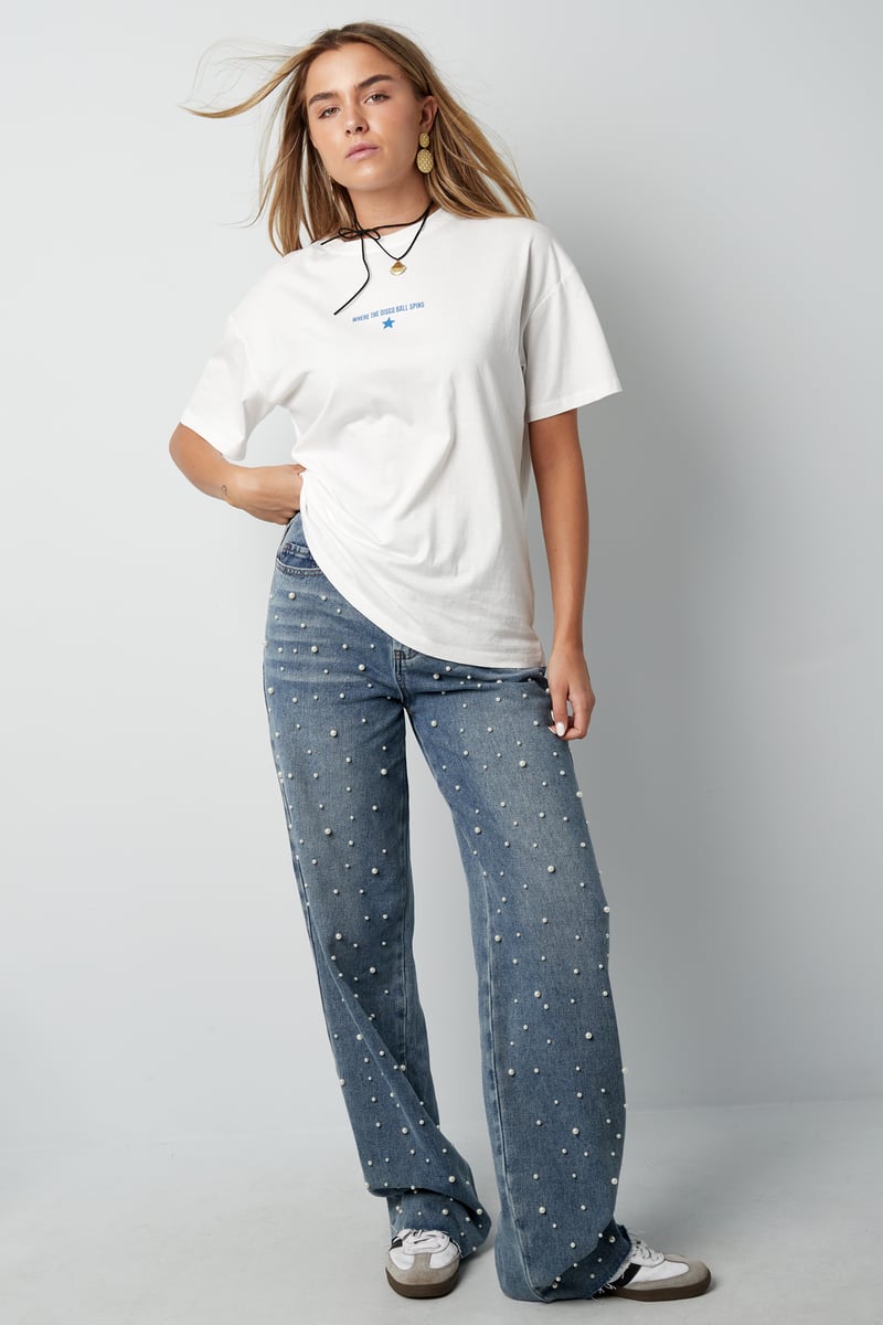 Denim jeans pearl adorement - blauw