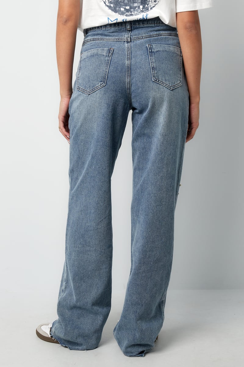 Denim jeans pearl adorement - blauw
