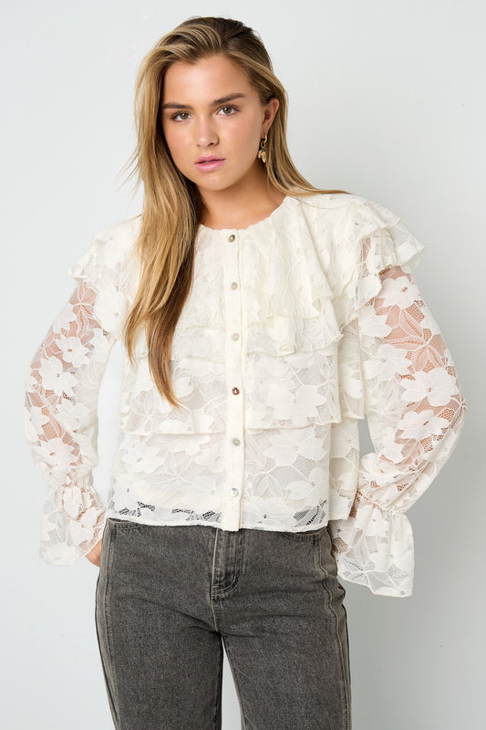 Witte blouse met ruffles FashionbyDH